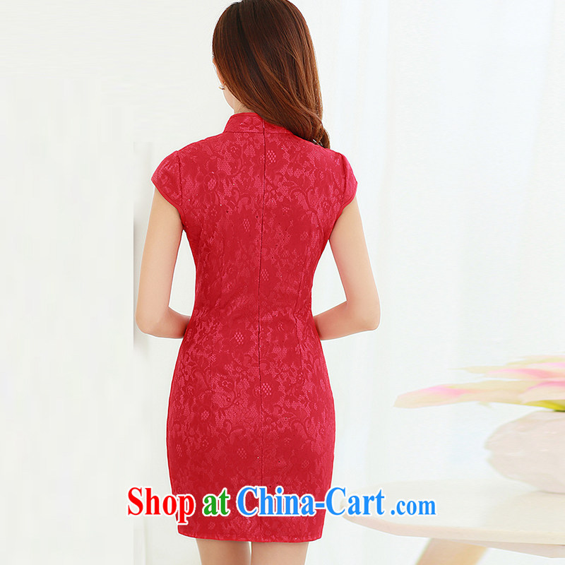 2015 female new XL Ethnic Wind Chinese Chinese high-end elegant antique style beauty video thin package and cheongsam dress red M, maple and Ling (fengzhiling), online shopping