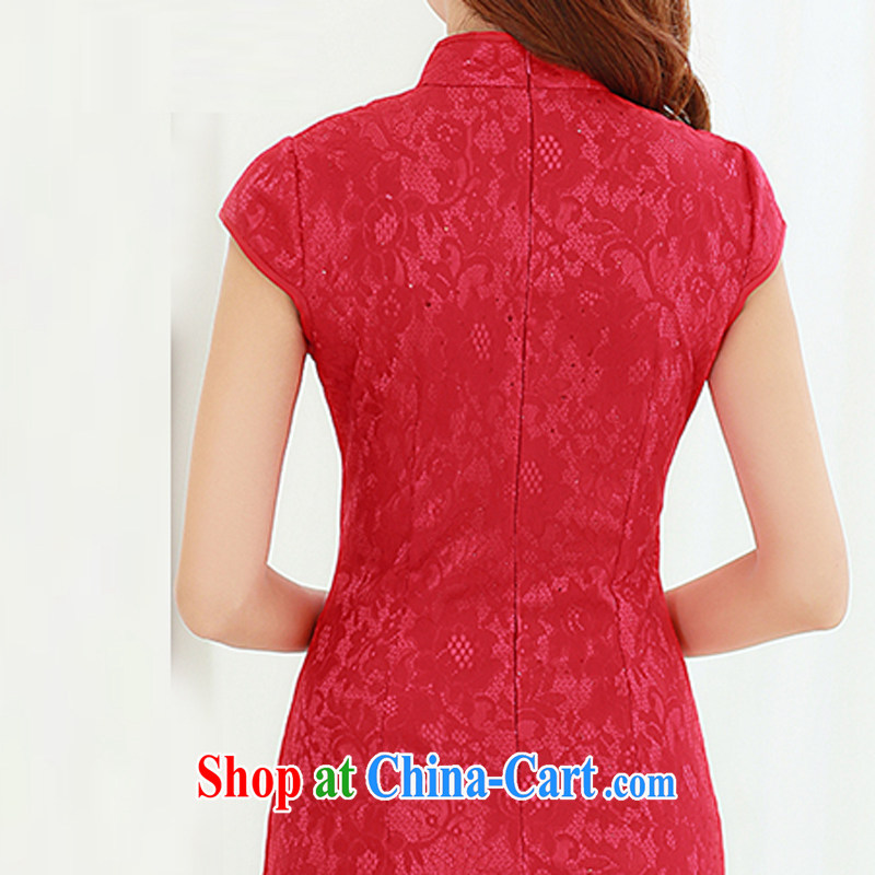 2015 female new XL Ethnic Wind Chinese Chinese high-end elegant antique style beauty video thin package and cheongsam dress red M, maple and Ling (fengzhiling), online shopping