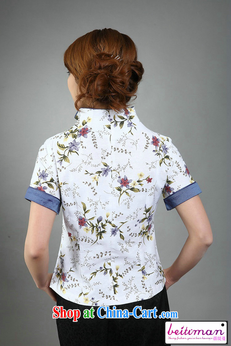 Mrs Ingrid economy sprawl new ethnic wind Chinese Antique summer-tie cotton mA short-sleeved Chinese improved cheongsam shirt large, female black XXXL pictures, price, brand platters! Elections are good character, the national distribution, so why buy now enjoy more preferential! Health