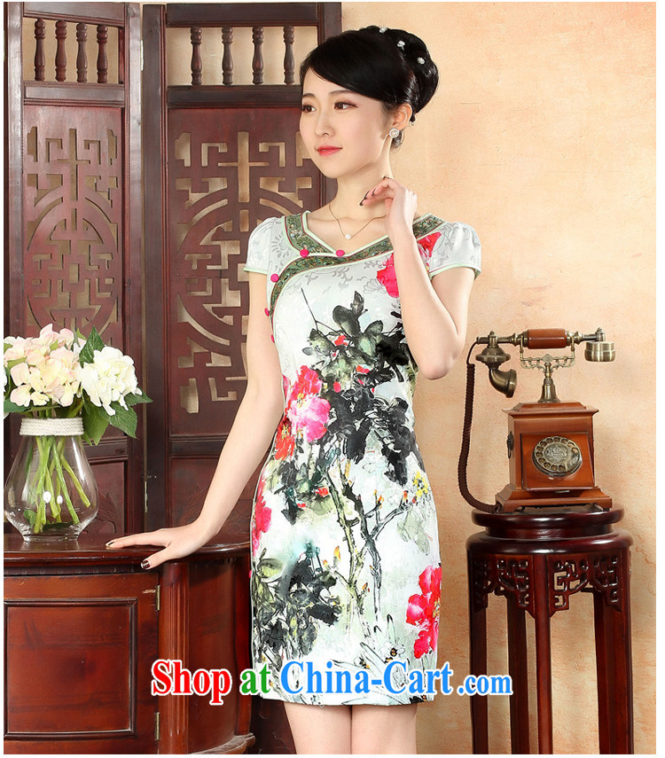 Oriental elite 2015 spring and summer new painting cheongsam dress embroidery improved short dresses retro China wind stamp dresses 564,135 green XL pictures, price, brand platters! Elections are good character, the national distribution, so why buy now enjoy more preferential! Health