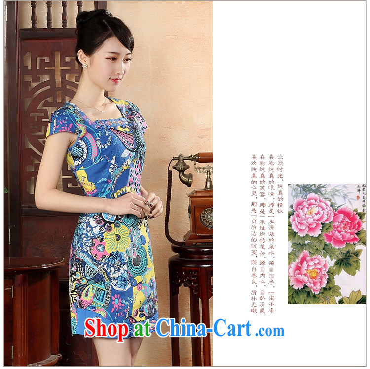 Oriental elite 2015 spring and summer New Warranty graphics thin cheongsam dress elegant and refined daily cotton robes short stamp dresses 564,136 blue XXL pictures, price, brand platters! Elections are good character, the national distribution, so why buy now enjoy more preferential! Health