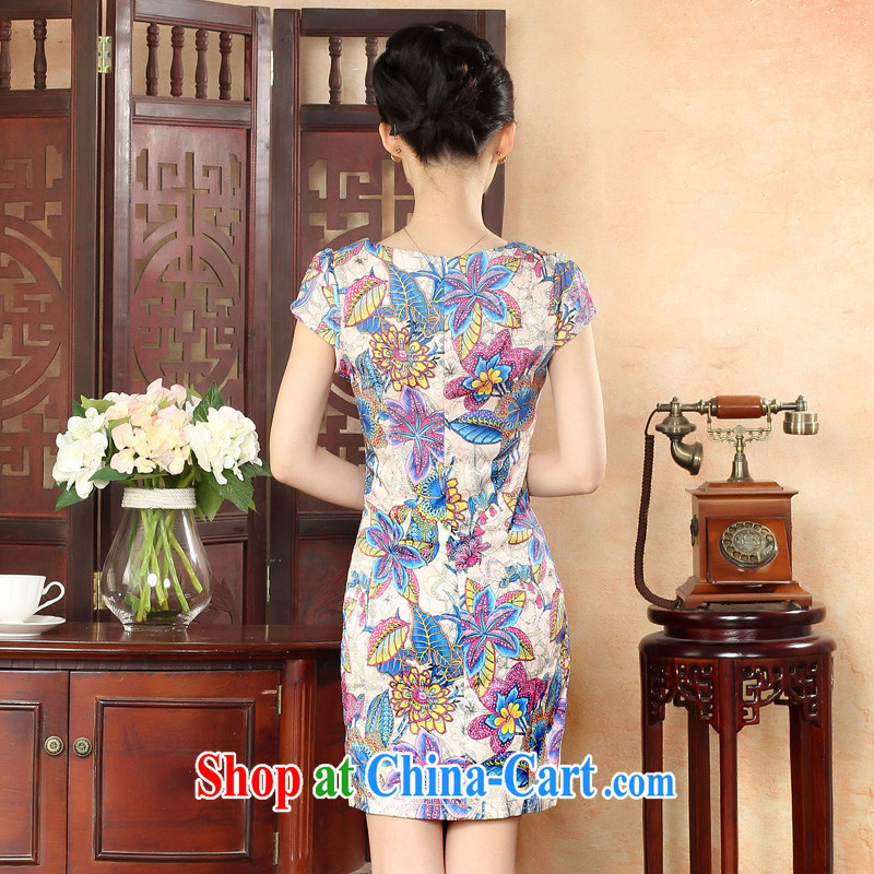 Oriental elite 2015 spring and summer new stamp cheongsam dress embroidery elegant short cotton dresses ethnic wind dresses 564,140 green XXL, Oriental and nobles, and shopping on the Internet