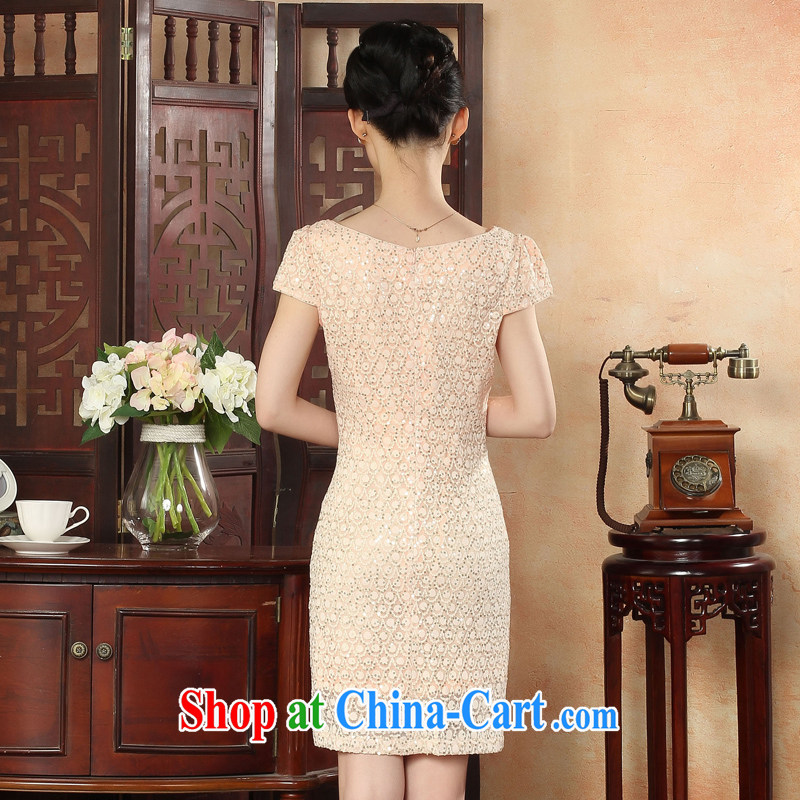 Oriental elite 2015 spring and summer new dress lace cheongsam dress in short conventions drill short, sexy beauty dresses 564,412 pink XL, Oriental and nobles, and shopping on the Internet