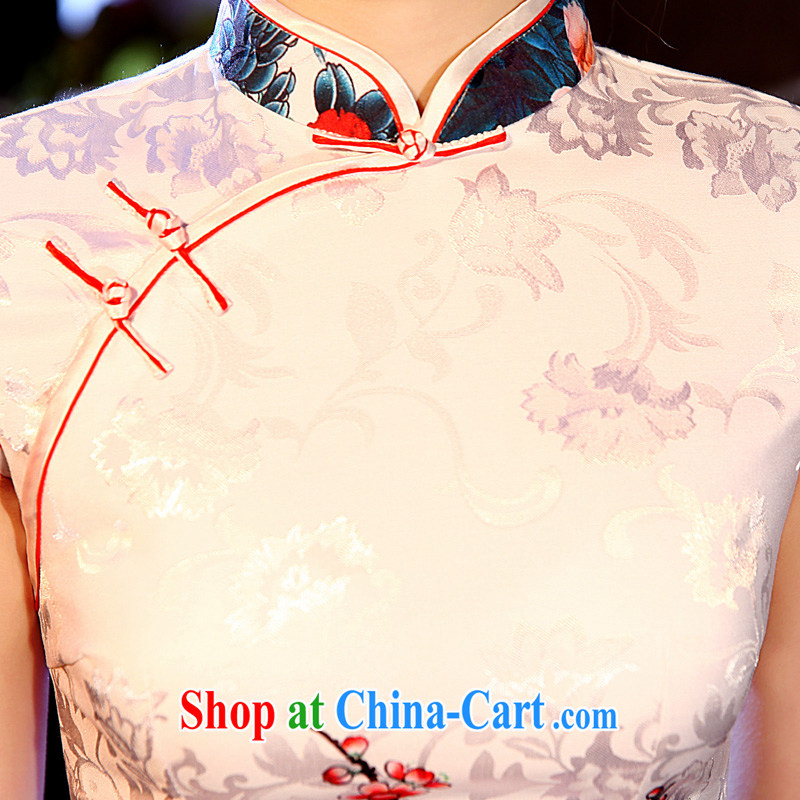 The pro-am 2015 as soon as possible new women, short skirts summer retro daily improved national wind cheongsam dress dresses peony flowers L - 10 Day Shipping, pro-am, shopping on the Internet