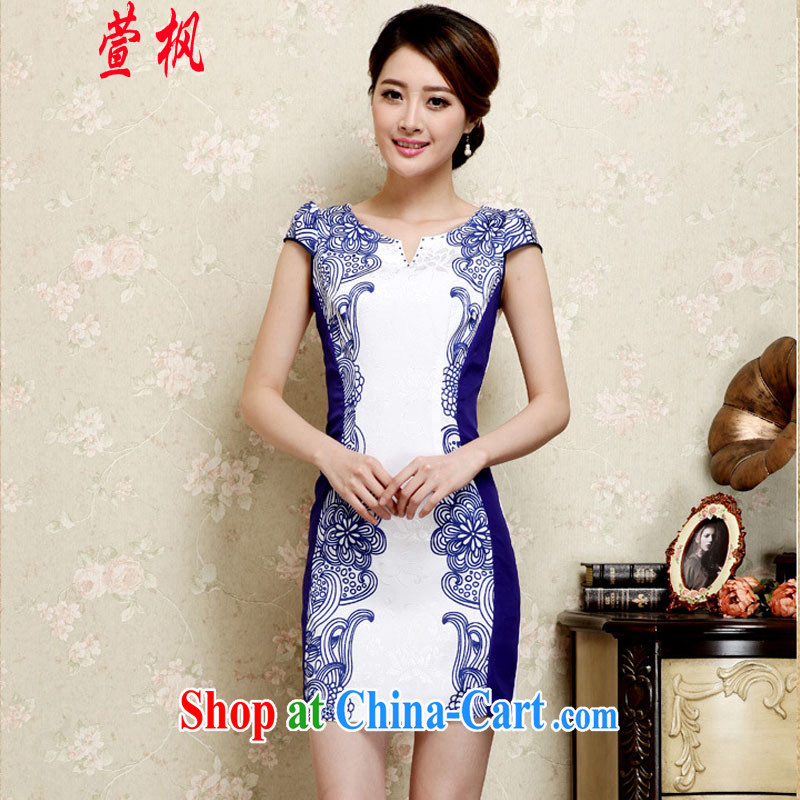 XUAN FENG 2015 summer new Korean Beauty does not rule V for digital stamp stylish women's clothing retro short sleeve cheongsam dress green XXL, Xuan Feng (xuanfeng), and shopping on the Internet