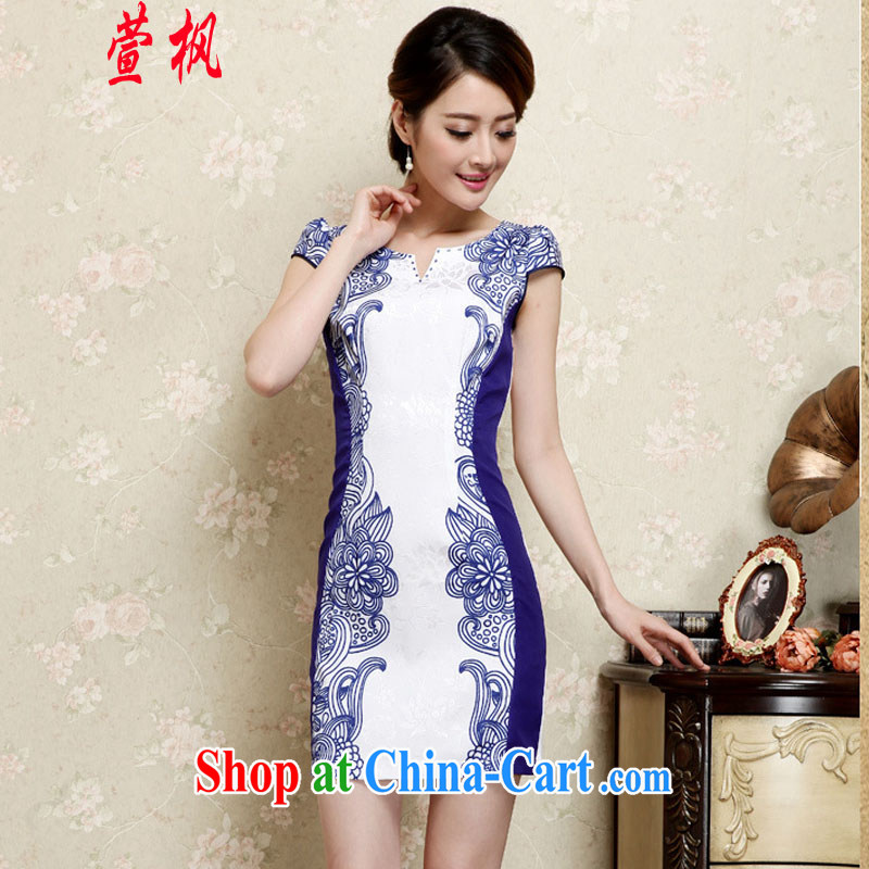 XUAN FENG 2015 summer new Korean Beauty does not rule V for digital stamp stylish women's clothing retro short sleeve cheongsam dress green XXL, Xuan Feng (xuanfeng), and shopping on the Internet