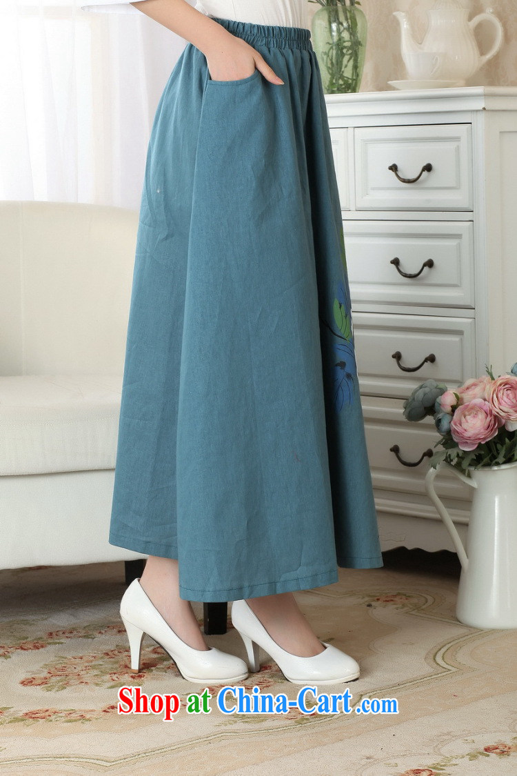 Dan smoke female new summer China wind retro-bag Elasticated waist large long skirt cotton Ma hand-painted body skirts women's single, large skirt M pictures, price, brand platters! Elections are good character, the national distribution, so why buy now enjoy more preferential! Health