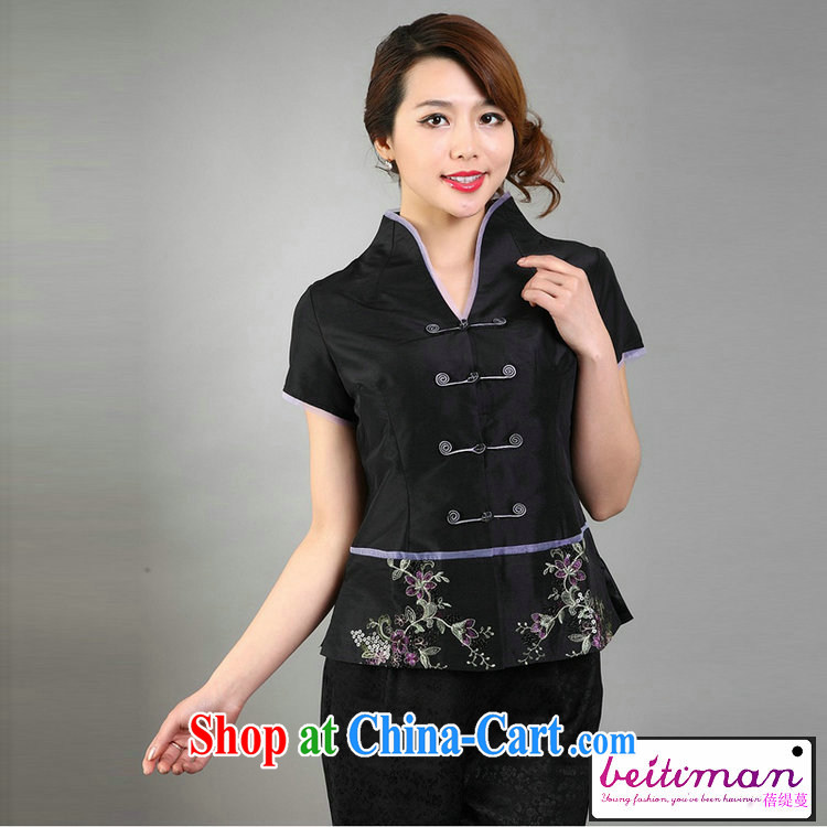 Summer Chinese female fashion improved cheongsam T-shirt Chinese short-sleeved T-shirt Pearl, short black XXXL pictures, price, brand platters! Elections are good character, the national distribution, so why buy now enjoy more preferential! Health