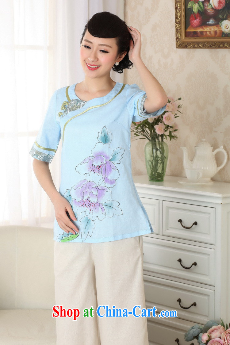 spend the summer new female dresses T-shirt cotton the Chinese Ethnic Wind round-collar-ties improved Han-hand-painted Chinese single T-shirt 2XL pictures, price, brand platters! Elections are good character, the national distribution, so why buy now enjoy more preferential! Health