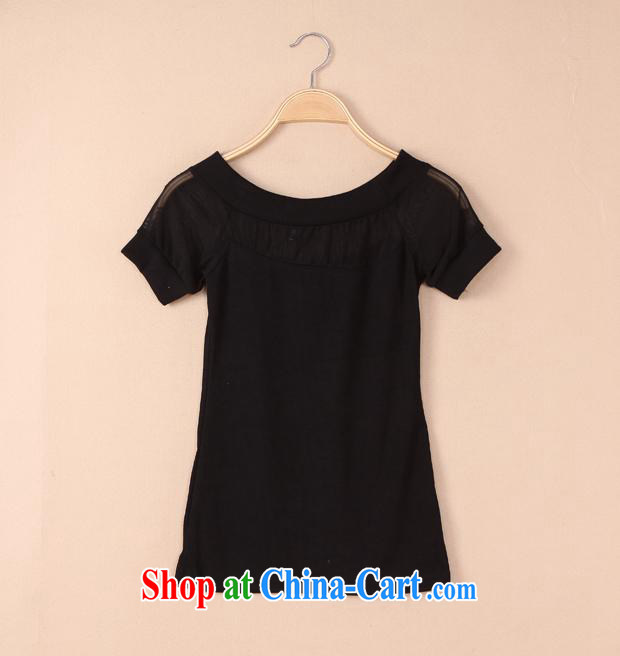 Ya-ting store spring 2015 new female Korean sexy graphics thin a field for your shoulders Knitting a yarn stitching T shirt black one size pictures, price, brand platters! Elections are good character, the national distribution, so why buy now enjoy more preferential! Health
