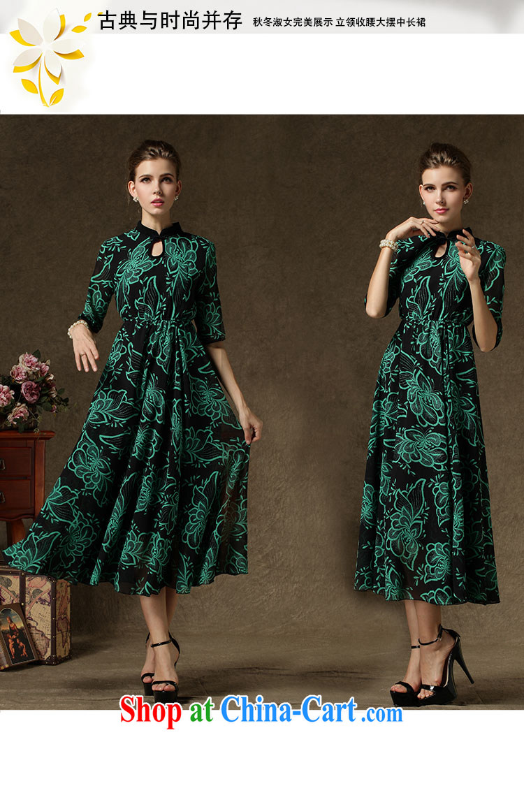 Beijing, a lady autumn and winter improved cheongsam, large retro skirt Ethnic Wind dress green M pictures, price, brand platters! Elections are good character, the national distribution, so why buy now enjoy more preferential! Health