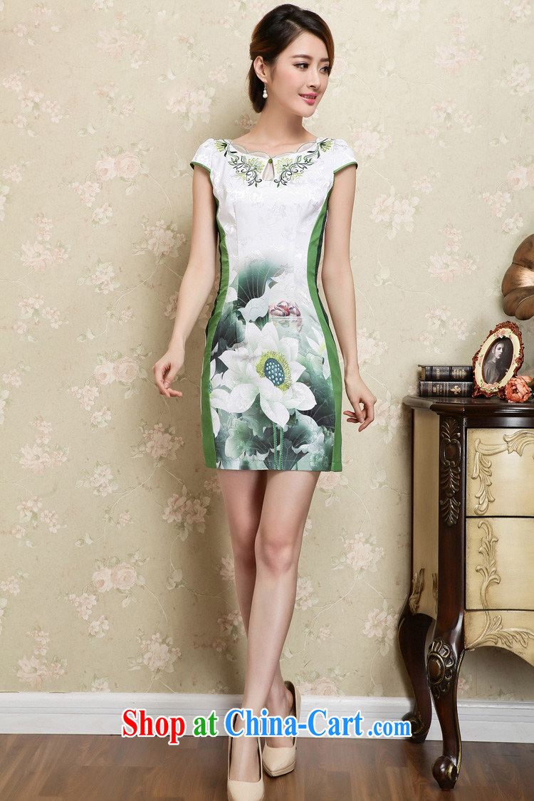 Air Shu Diana summer 2015 New Beauty stamp elegant Chinese style cheongsam dress dress girl 25 green XL pictures, price, brand platters! Elections are good character, the national distribution, so why buy now enjoy more preferential! Health