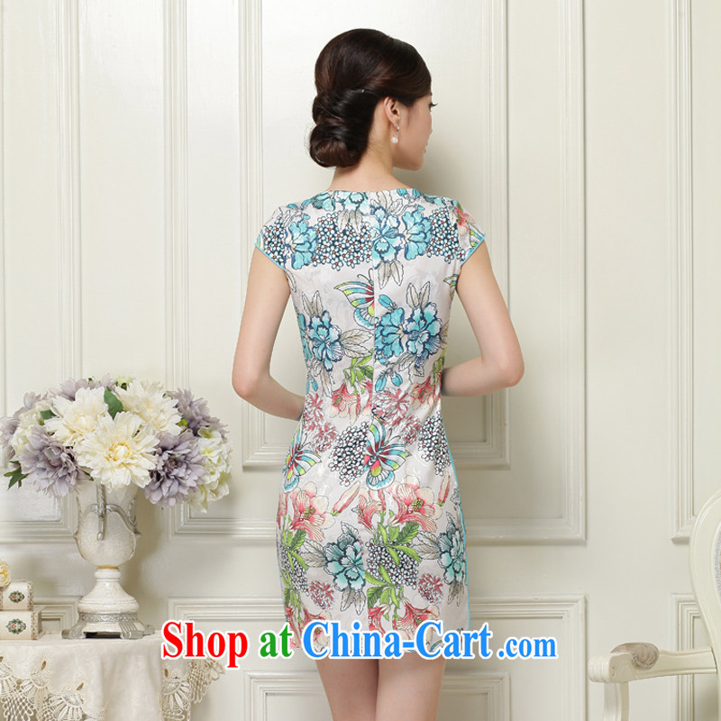 Air Shu Diane 2015 spring dresses new cultivating ethnic wind stamp cheongsam Silk Dresses girls 31 green XXL, aviation Shu Diane, shopping on the Internet