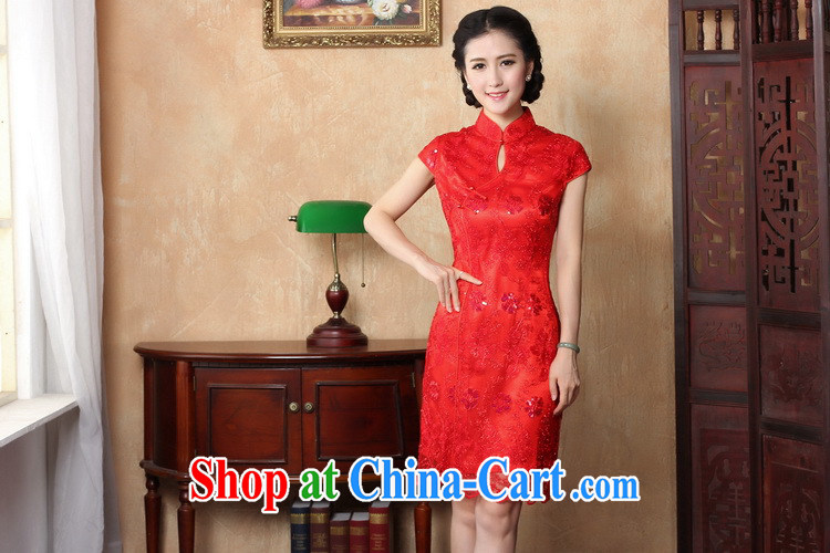 Bin Laden smoke summer New Red bridal wedding dresses toasting retro embroidery short improved cheongsam, Chinese dresses for red 2 XL pictures, price, brand platters! Elections are good character, the national distribution, so why buy now enjoy more preferential! Health