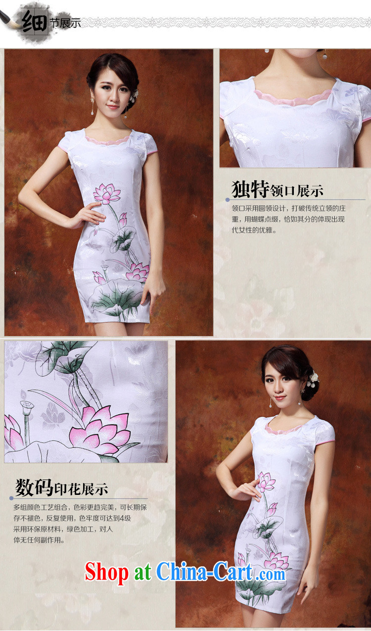Air Shu Diane 2015 summer new Chinese Lotus figure daily short improved cheongsam dress style female 36 white XL pictures, price, brand platters! Elections are good character, the national distribution, so why buy now enjoy more preferential! Health