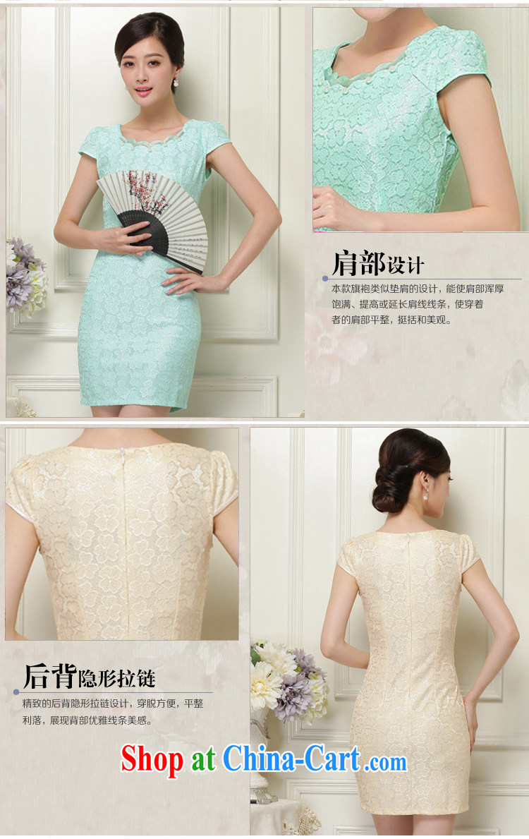 Air Shu Diane 2015 summer new Chinese improved stylish dresses summer lace dresses ethnic wind retro short cheongsam dress 37 green XL pictures, price, brand platters! Elections are good character, the national distribution, so why buy now enjoy more preferential! Health