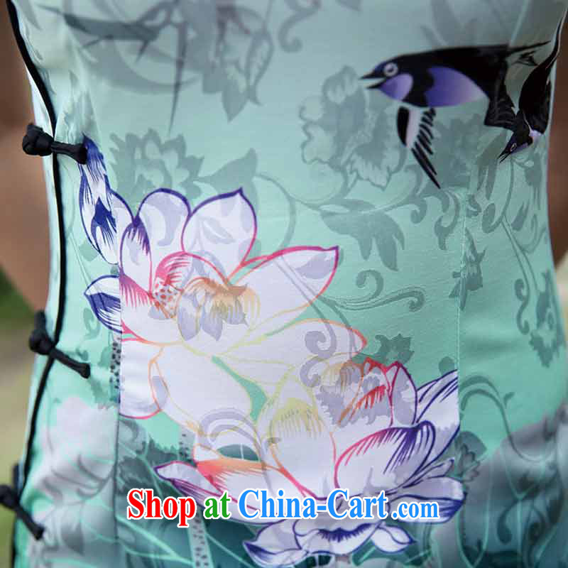 The products are Queen's 2015 summer new ramp ends improved temperament lady beauty graphics thin retro package and marvel cheongsam dress Black Lotus XL, products, and shopping on the Internet