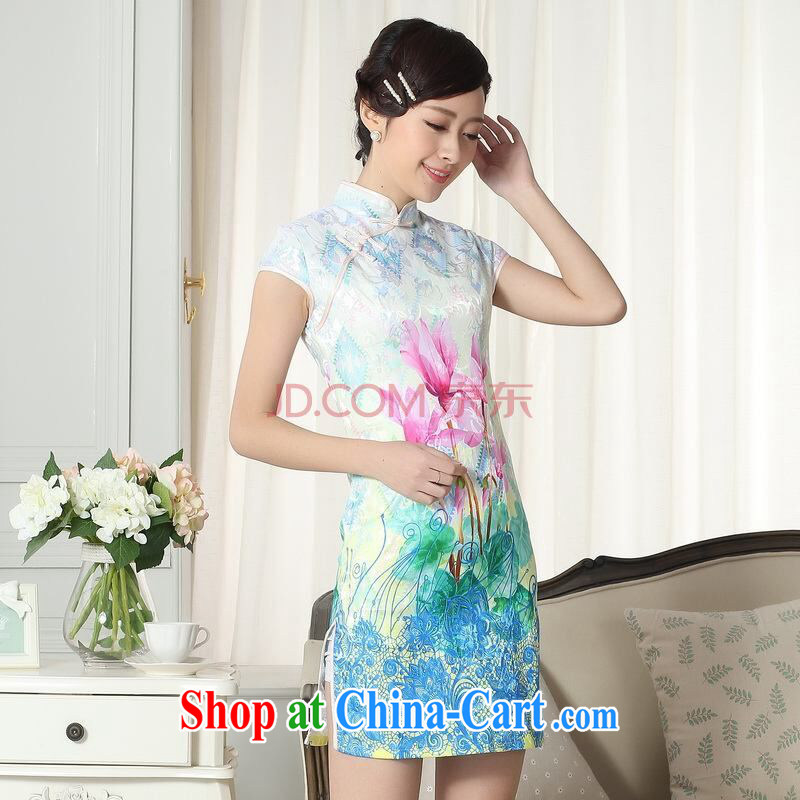 Row-frequency factory direct new summer elegance Chinese qipao Chinese graphics thin short cheongsam picture color 2 XL, the bandwidth, and shopping on the Internet