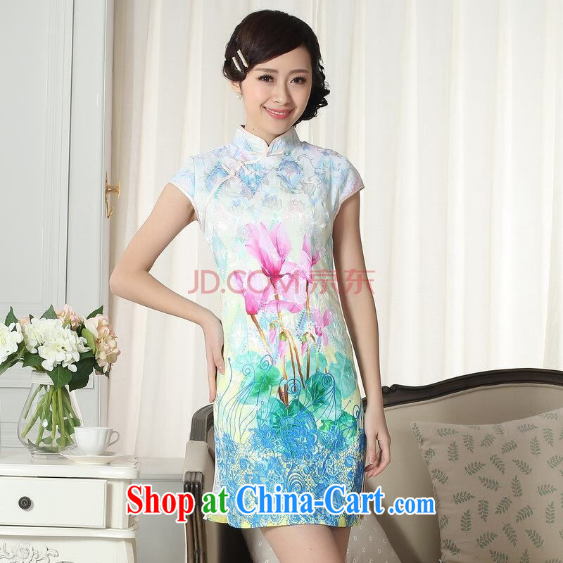 Row-frequency factory direct new summer elegance Chinese qipao Chinese graphics thin short cheongsam picture color 2 XL, the bandwidth, and shopping on the Internet
