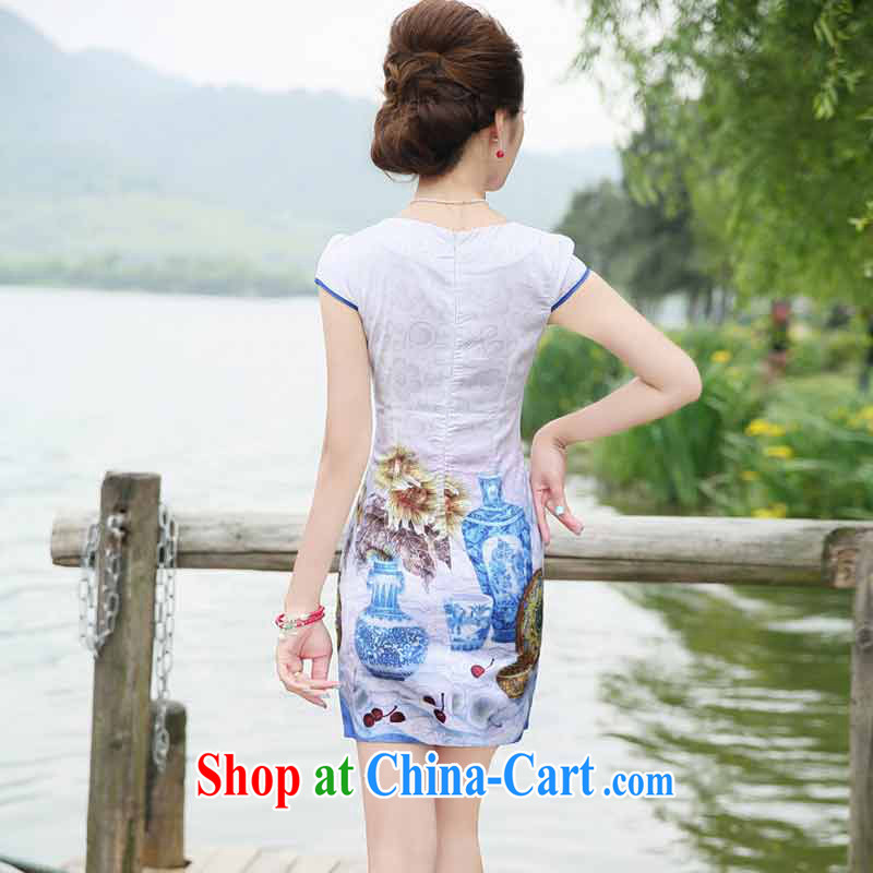 The product is still not thick 2015 new summer beauty Ms. graphics thin elegant sexy cheongsam dress flower vase XXL, products, and shopping on the Internet