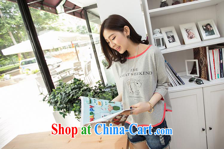 Ya-ting store 2015 summer new Korean female loose video thin 5 T cuff shirt gray XL pictures, price, brand platters! Elections are good character, the national distribution, so why buy now enjoy more preferential! Health