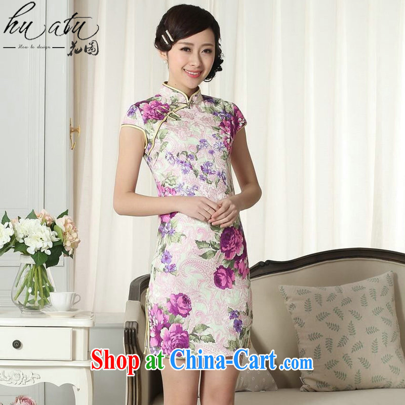 spend the summer outfit with new Tang Women's clothes Chinese improved national dress jacquard cotton graphics thin a tight short dresses such as the color 2 XL, figure, and shopping on the Internet