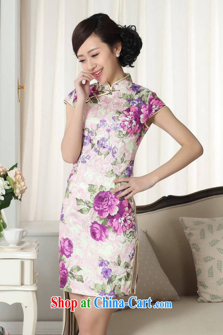 Bin Laden smoke dresses summer new, Tang Women's clothes Chinese improved ethnic garment jacquard cotton graphics thin the ends short cheongsam as color 2XL pictures, price, brand platters! Elections are good character, the national distribution, so why buy now enjoy more preferential! Health