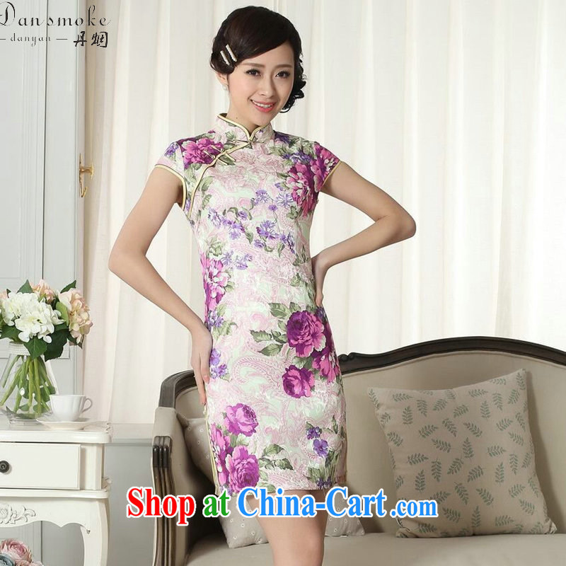Bin Laden smoke dresses summer new, Tang Women's clothes Chinese improved ethnic garment jacquard cotton graphics thin is a tight short dresses such as the color 2 XL, Bin Laden smoke, shopping on the Internet