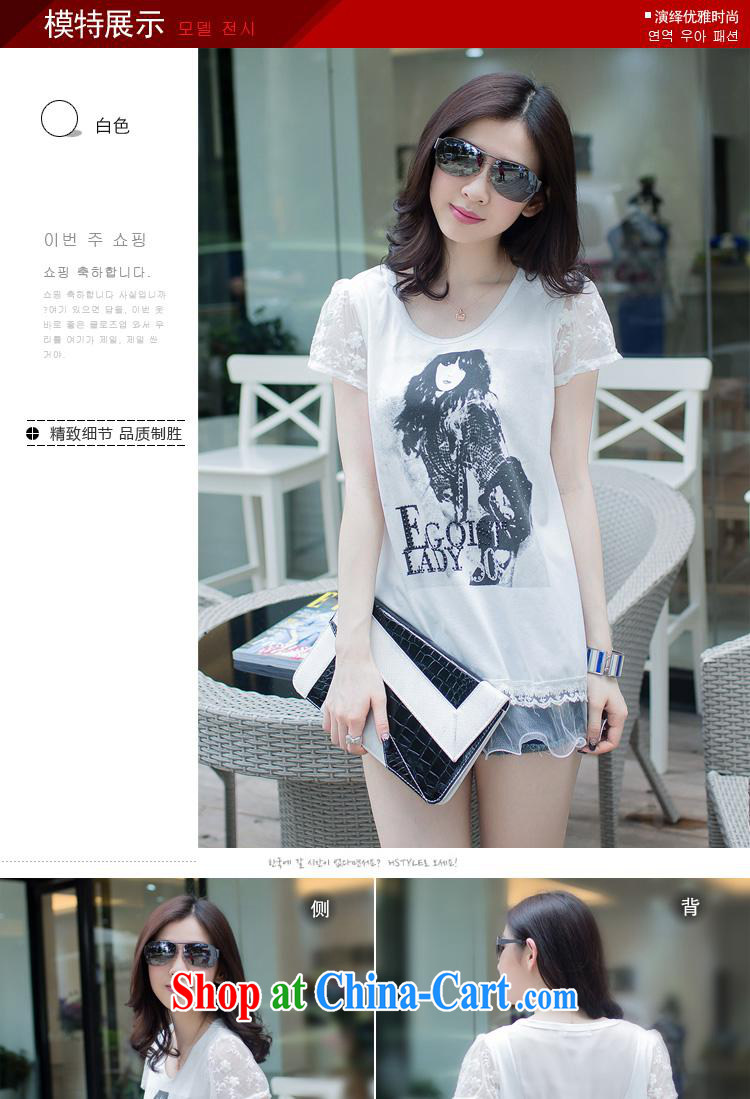 Ya-ting store 2015 summer new, larger female Korean video thin lace stitching short-sleeved shirt T female black XXL pictures, price, brand platters! Elections are good character, the national distribution, so why buy now enjoy more preferential! Health