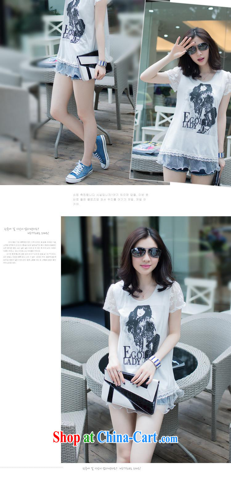 Ya-ting store 2015 summer new, larger female Korean video thin lace stitching short-sleeved shirt T female black XXL pictures, price, brand platters! Elections are good character, the national distribution, so why buy now enjoy more preferential! Health