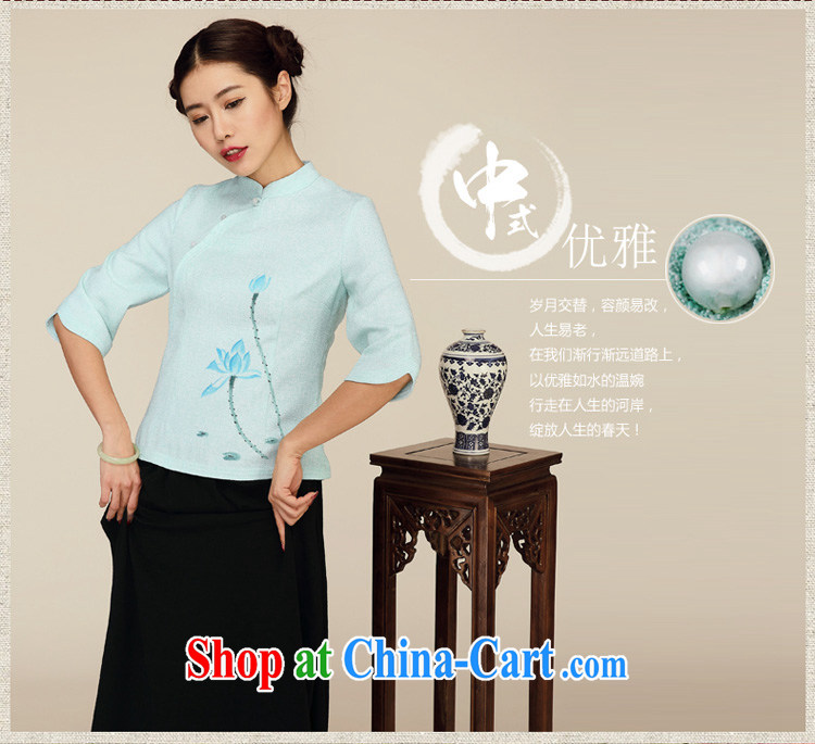 Mr Henry Tang, Id al-Fitr, the new 2015 original design in cultivating cuff Chinese female Chinese T-shirt light green XL pictures, price, brand platters! Elections are good character, the national distribution, so why buy now enjoy more preferential! Health