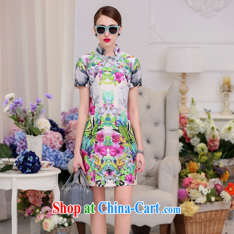 In the heavy Silk Cheongsam women 2015 new summer long in the lotus, improved cheongsam dress package and Sauna Silk Cheongsam Chinese wind rose red XL, in the (GUDISI), online shopping