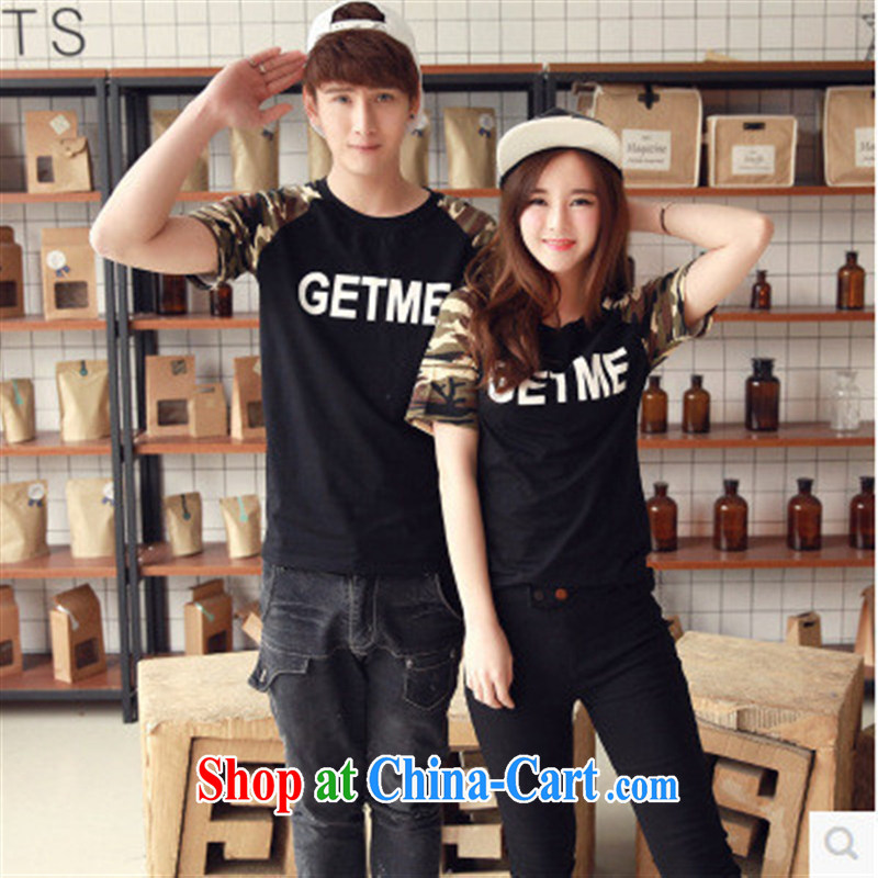 Ya-ting store hot selling 2015 couples with summer, the Korean version stamp duty cultivating short-sleeved T-shirt, uniform black 2 XL, blue rain bow, and, shopping on the Internet