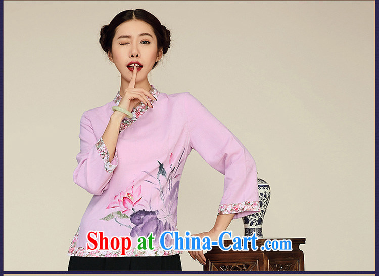 Tang, Ramadan 2015 spring new Ethnic Wind 2015 cotton Ma long-sleeved cultivating Chinese antique dresses shirt light purple XL pictures, price, brand platters! Elections are good character, the national distribution, so why buy now enjoy more preferential! Health