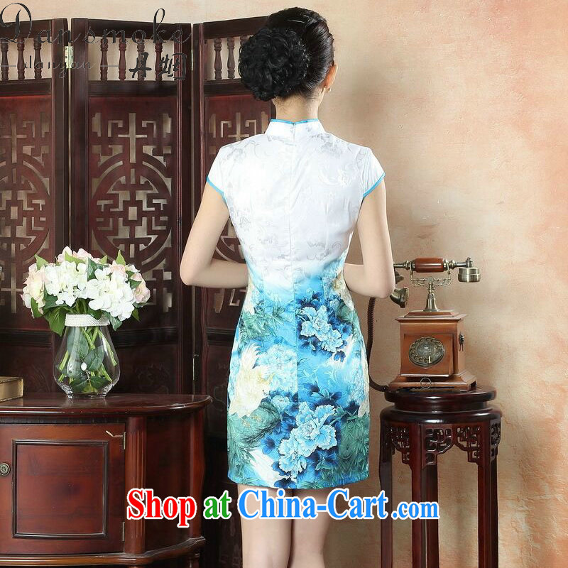 Bin Laden smoke-free summer dresses fashion lady dresses daily improved cultivating Chinese, for elegant embroidery short cheongsam as color 2XL, Bin Laden smoke, shopping on the Internet