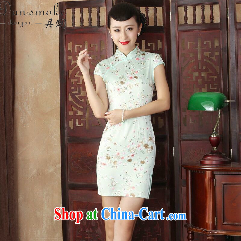 Bin Laden smoke summer 2015 new, antique Silk Cheongsam dress stylish and improved daily style beauty sexy graphics thin short dresses such as the color 2 XL, Bin Laden smoke, shopping on the Internet