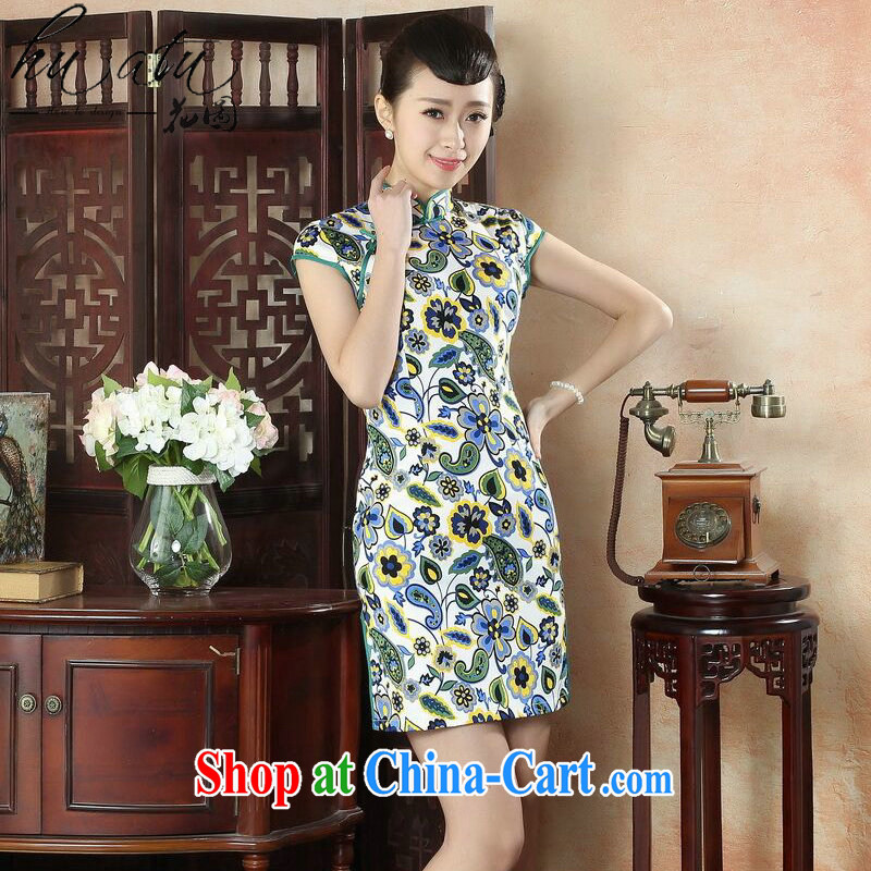 spend the summer short cheongsam dress, improved style cheongsam dress retro elegant lady, for cultivating female cheongsam dress such as map color S, spend figure, and, on-line shopping