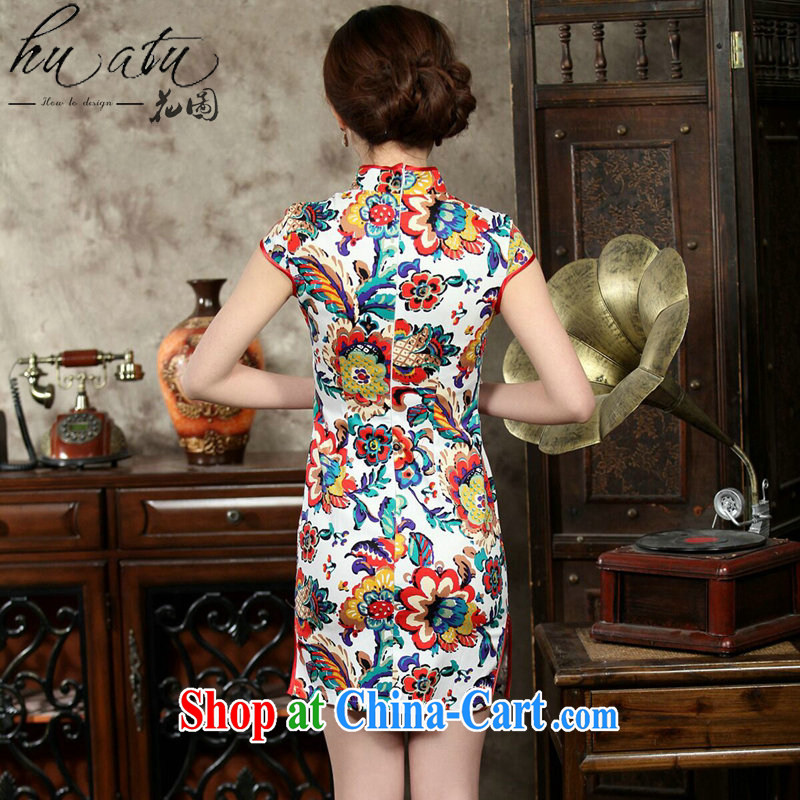 Take the new summer cheongsam dress daily improved retro dresses jacquard cotton stamp beauty and elegant short dresses such as the color 2 XL, figure, and, on-line shopping