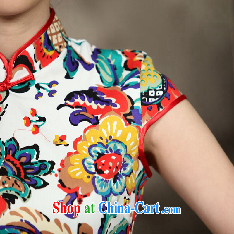 Take the new summer cheongsam dress daily improved retro dresses jacquard cotton stamp beauty and elegant short dresses such as the color 2 XL, figure, and, on-line shopping