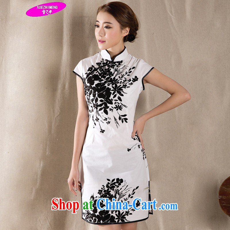 Snow is a dream 2015 summer new stylish and refined antique cheongsam dress China wind stamp dresses Z 1225 white XXL