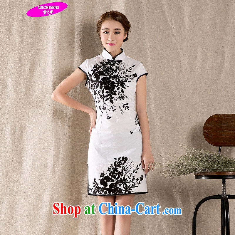 Snow is a dream 2015 summer new stylish and refined antique cheongsam dress China wind stamp dresses Z 1225 white XXL, snow dream, shopping on the Internet
