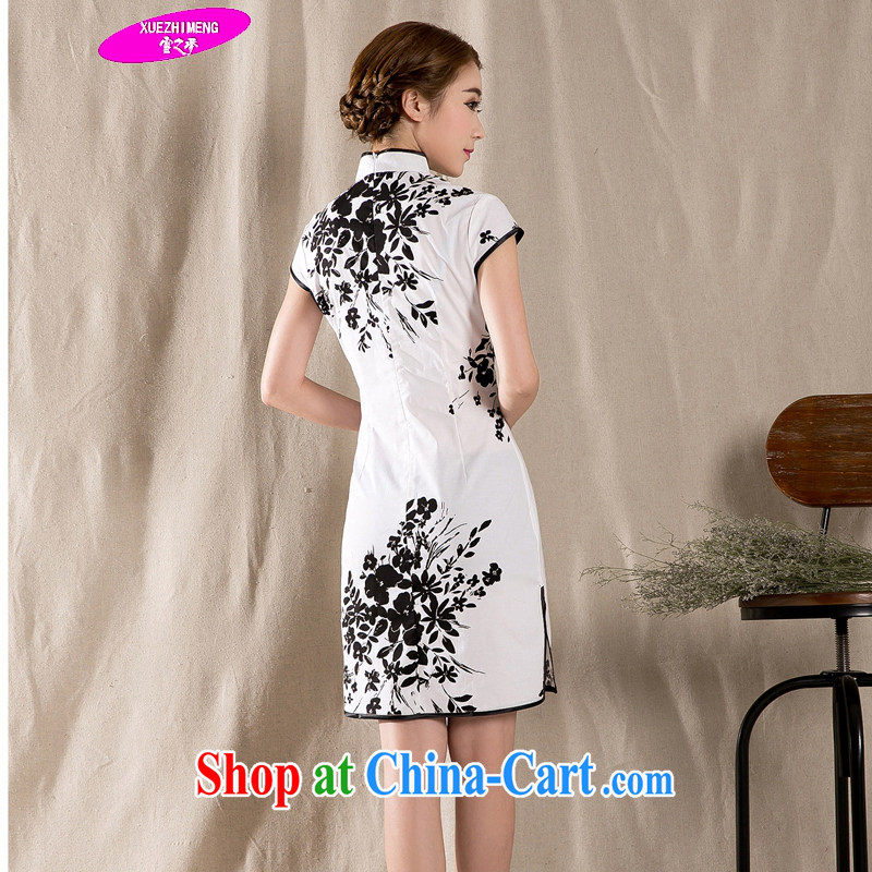 Snow is a dream 2015 summer new stylish and refined antique cheongsam dress China wind stamp dresses Z 1225 white XXL, snow dream, shopping on the Internet