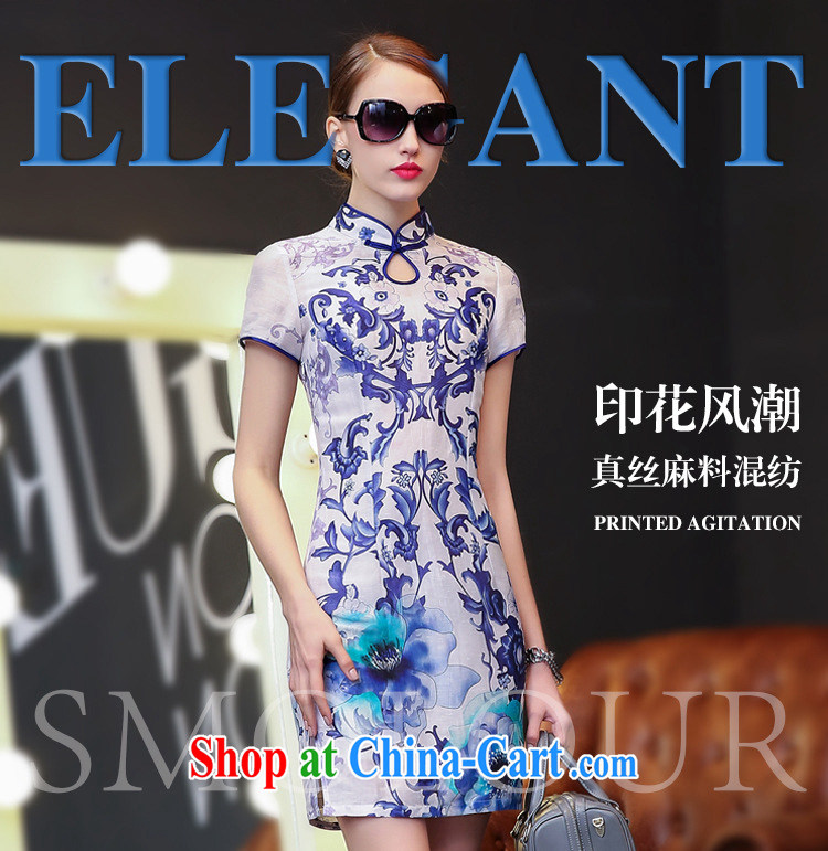 In the new 2015 spring and summer girls in long sleek improved Silk Cheongsam dress blue and white porcelain skirt silk the Commission the dresses girls skirt light blue XL pictures, price, brand platters! Elections are good character, the national distribution, so why buy now enjoy more preferential! Health
