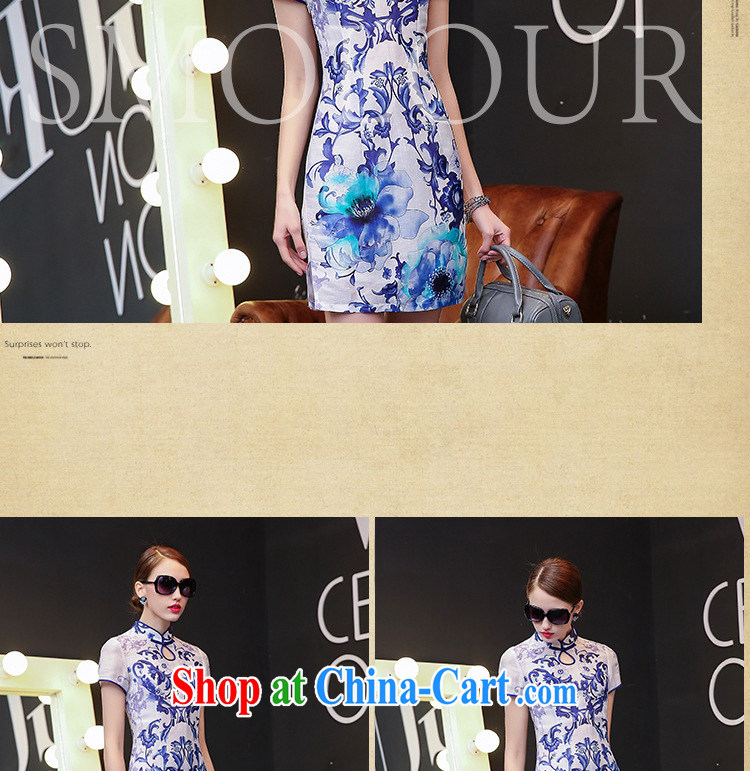 In the new 2015 spring and summer girls in long sleek improved Silk Cheongsam dress blue and white porcelain skirt silk the Commission the dresses girls skirt light blue XL pictures, price, brand platters! Elections are good character, the national distribution, so why buy now enjoy more preferential! Health