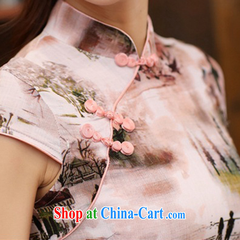 2015 spring and summer new stylish and improved linen cheongsam dress Chinese Dress retro long cotton robes the commission 981 summer the color day XXL incense, Elizabeth, (SHAJINI), online shopping