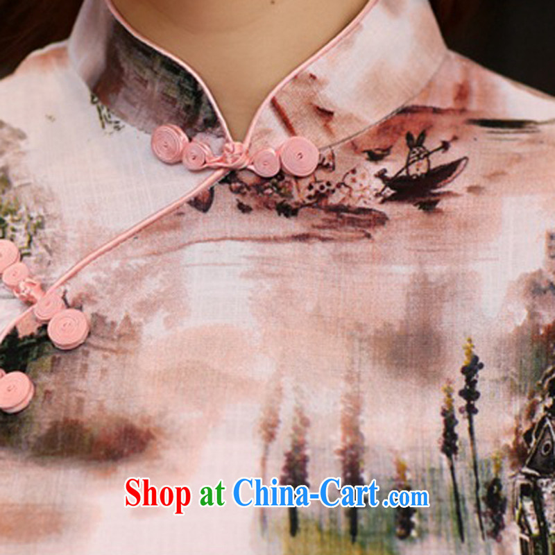 2015 spring and summer new stylish and improved linen cheongsam dress Chinese Dress retro long cotton robes the commission 981 summer the color day XXL incense, Elizabeth, (SHAJINI), online shopping