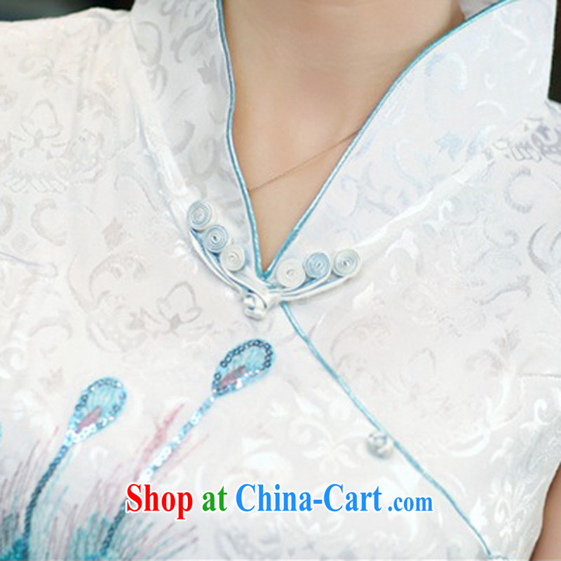 2015 new, improved day-dresses shows the tea-package and short cheongsam dress dress women 983 Blue on white Phoenix S, Ballet of Asia and cruise (BALIZHIYI), shopping on the Internet