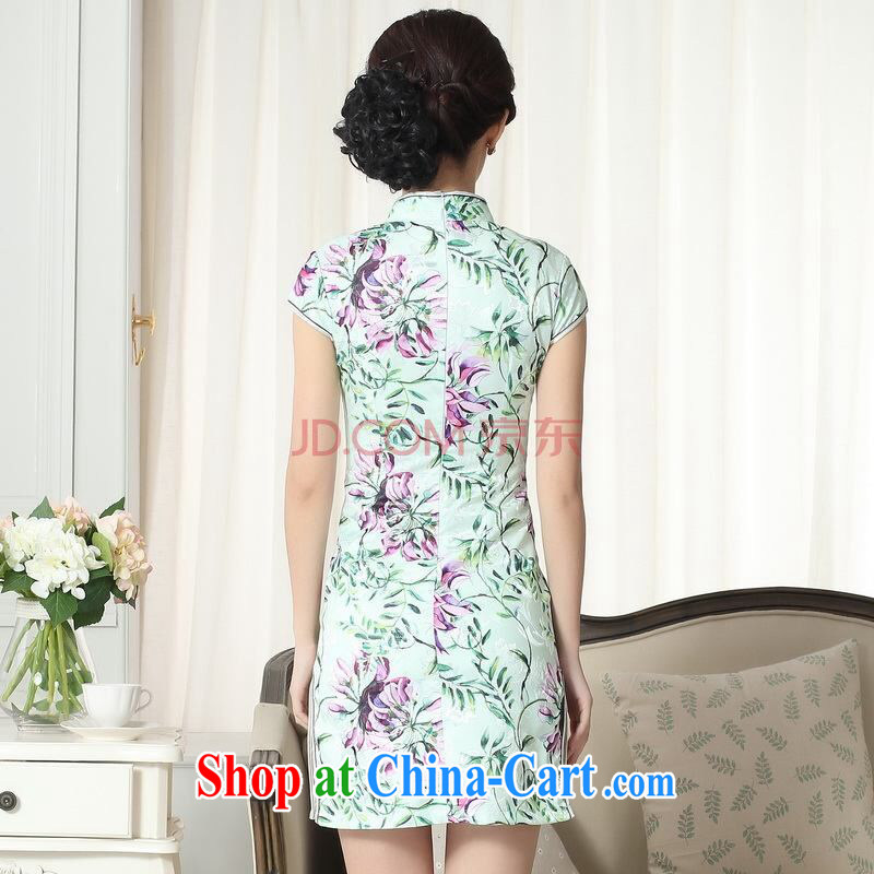 Row-frequency lady stylish jacquard cotton cultivating short cheongsam dress new Chinese qipao gown picture color 2 XL, picking-frequency, shopping on the Internet