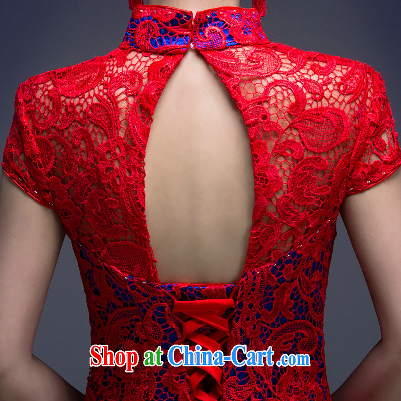 wedding dresses bows service bridal dresses and stylish new 2015 retro lace-tie-down wedding dresses, long red XXL, Blooming crazy (chunhuaqiuyue), shopping on the Internet
