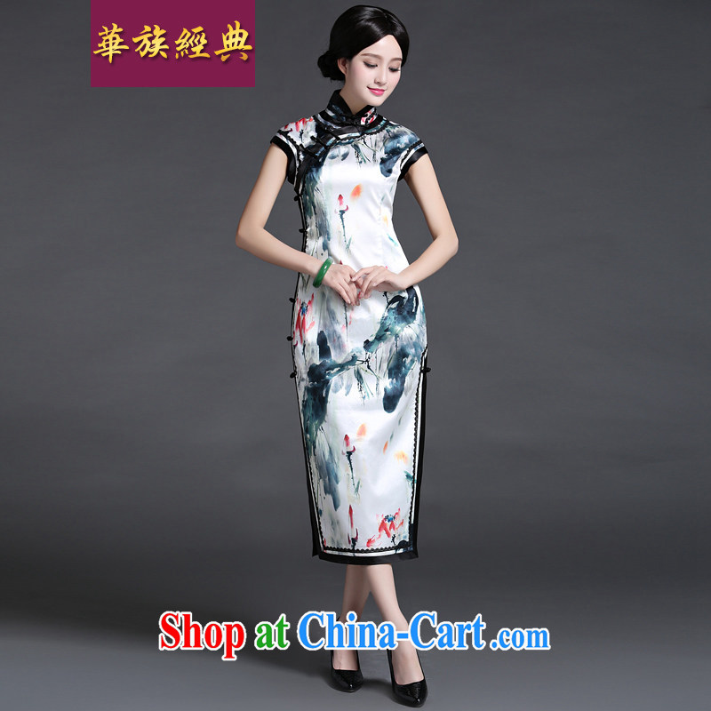 China classic improved, stylish sleeveless long cheongsam dress daily video thin style arts spring and summer, fancy M